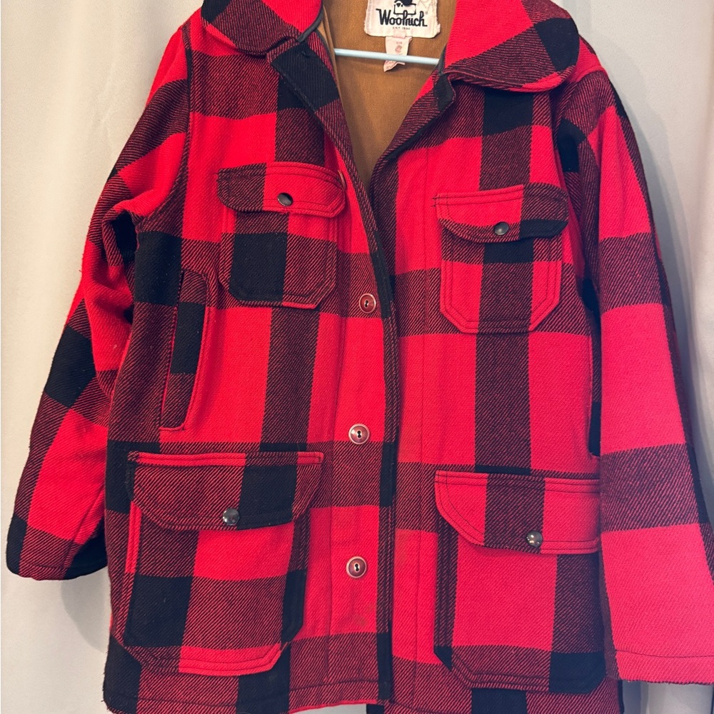 Woolrich men’s Red and Black Checkered Coat